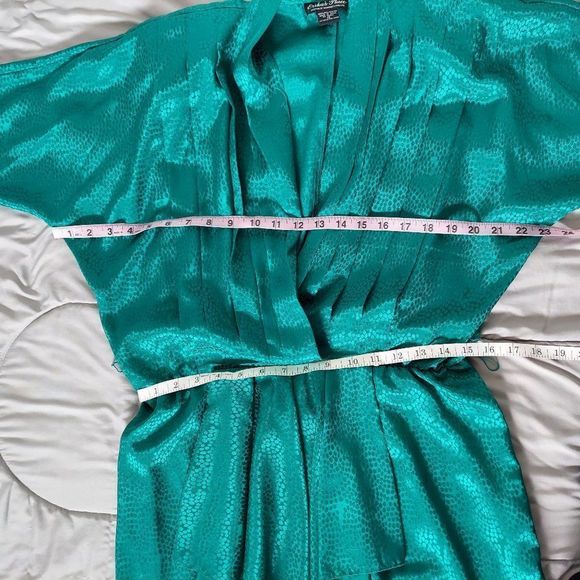 Vintage 80s 90s Erika's Place Green Dress - Picture 10 of 16